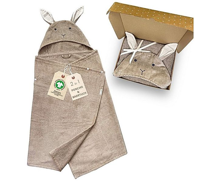 DIKOS Kapuzenhandtuch Badeponcho Baby Kinder Taupe/Altrosa, 70x140cm, 100% günstig online kaufen