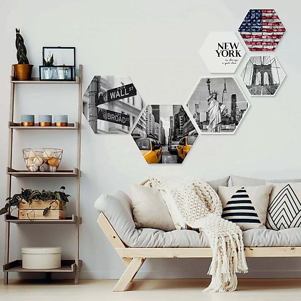 Wall-Art Mehrteilige Bilder "Typisch New York Collage", (Set, 6 St.), Metal günstig online kaufen