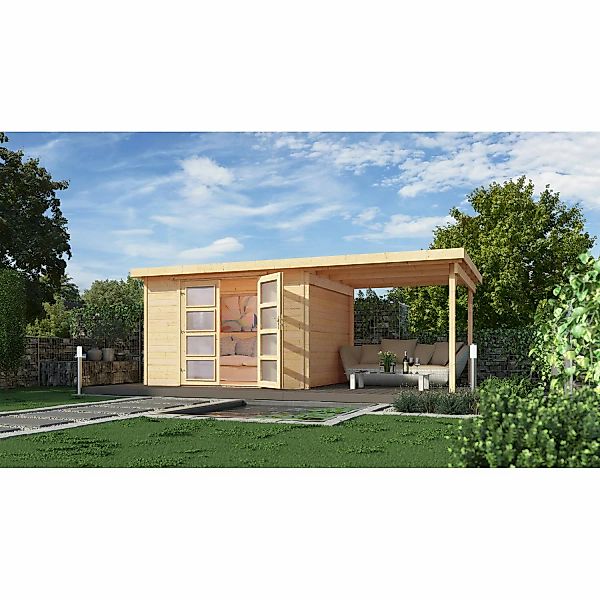 Weka Holz-Gartenhaus Pesaro Flachdach Unbehandelt 529 cm x 293 cm günstig online kaufen