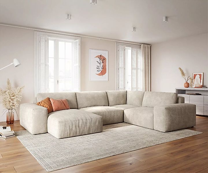 DELIFE Wohnlandschaft Lanzo, XL Cord Beige günstig online kaufen