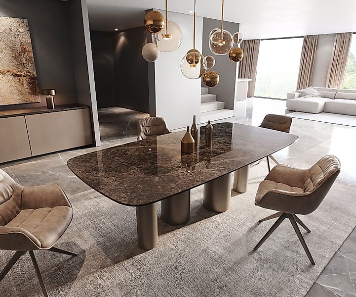 Esstisch Edge Boot 240x120 Keramik Emperador Extra Lucidato Dunkelbraun Pil günstig online kaufen