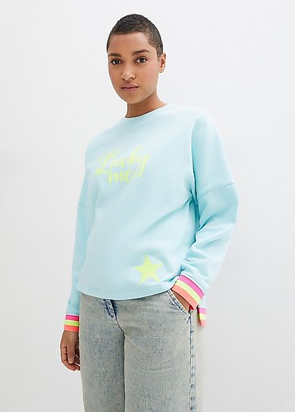 bonprix Sweatshirt loose fit Passform, mit Neon-Details, aus 100% Baumwolle günstig online kaufen