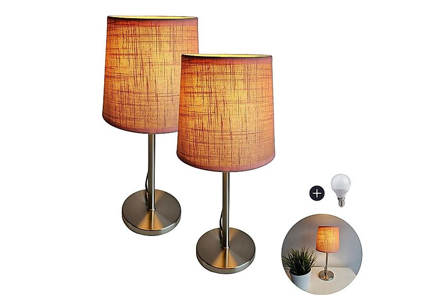 Lichthandel Hoch LED Tischleuchte Nachttischlampe 2er Set Nachttischleuchte günstig online kaufen