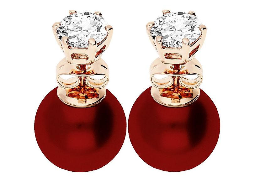 LÖB Paar Ohrstecker 750 (18 Karat) Roségold vergoldet Ohrringe Doppel Perle günstig online kaufen