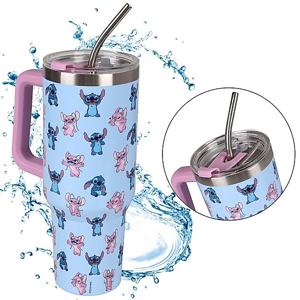 Sarcia.eu Dekobecher Disney Stitch and Angel,Thermobecher,Deckel,Metallstro günstig online kaufen
