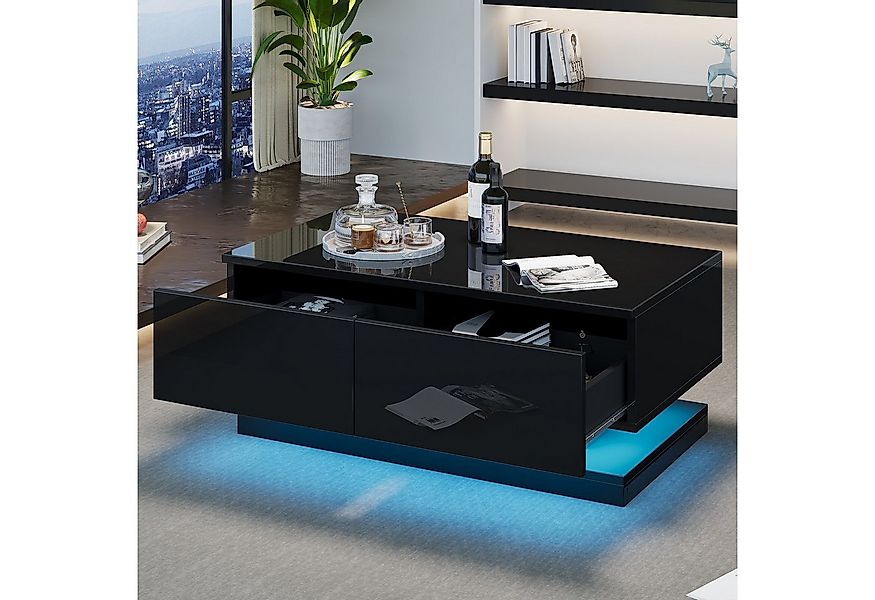 Merax Couchtisch hochglanz Beistelltisch mit LED-Beleuchtung inkl.App (1-St günstig online kaufen