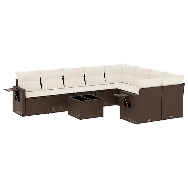 vidaXL 10-Tlg Garten-Sofagarnitur mit Kissen Braun Poly Rattan 3220652 günstig online kaufen