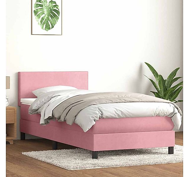 vidaXL Boxspringbett, Boxspringbett mit Matratze Dunkelgrün 80x220 cm Samt günstig online kaufen