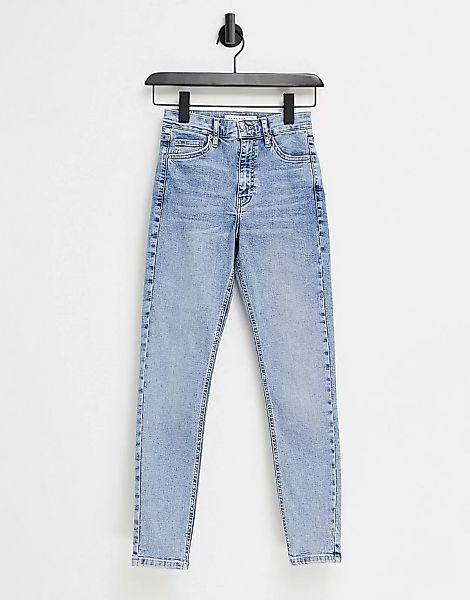 Topshop – Gebleichte Jeans-Blau günstig online kaufen