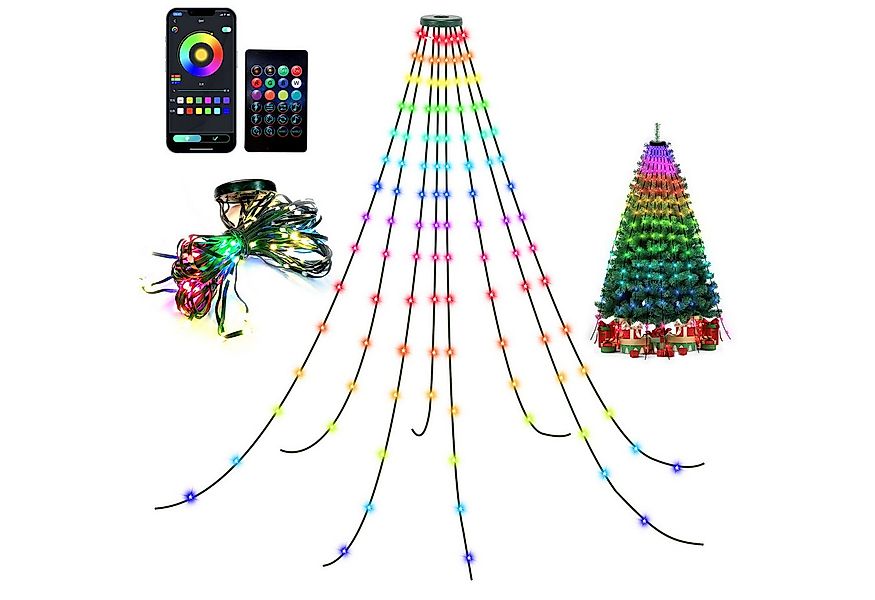 Clanmacy LED-Lichterkette LED Lichterkette Baum Deko Smart mit Fernbedienun günstig online kaufen