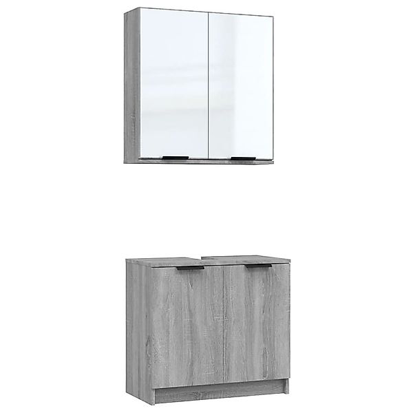 vidaXL Badezimmer-Set 2-tlg. Badmöbel-Set Grau Sonoma günstig online kaufen