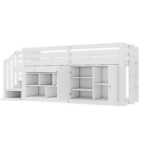 KLAM HOME Hochbett Multifunktionales Kinderbett aus Holz mit Treppe und Sta günstig online kaufen