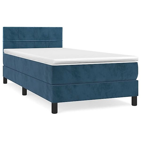 vidaXL Boxspringbett, Boxbett mit Matratze Dunkelblau 90x200 cm Samt günstig online kaufen
