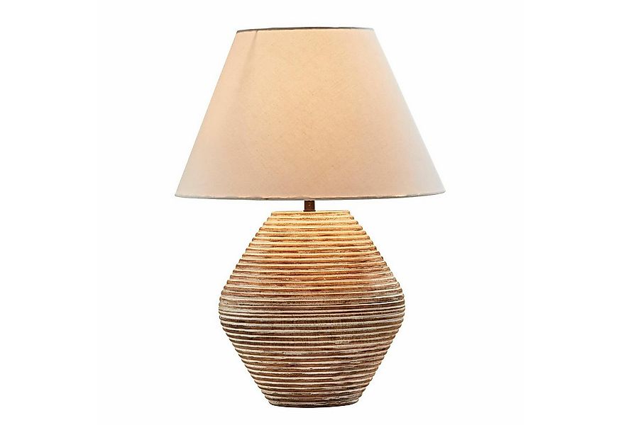 Mirabeau Tischleuchte Tischlampe Landelin weiß/braun günstig online kaufen