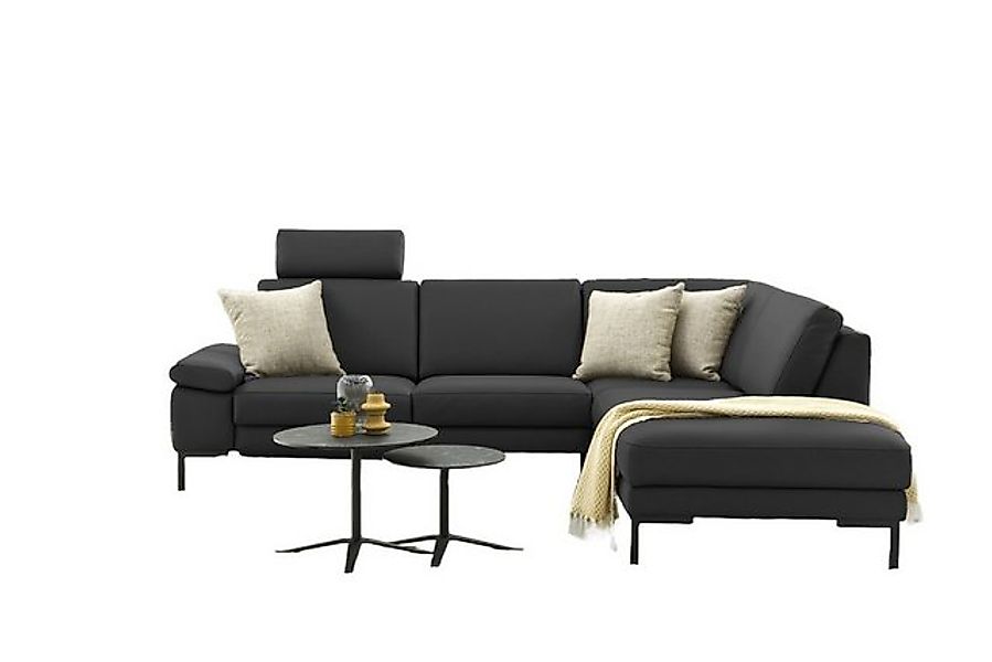 Natur24 Sofa Massimo Sofa Ecksofa 282x218 cm in Leder Schwarz günstig online kaufen