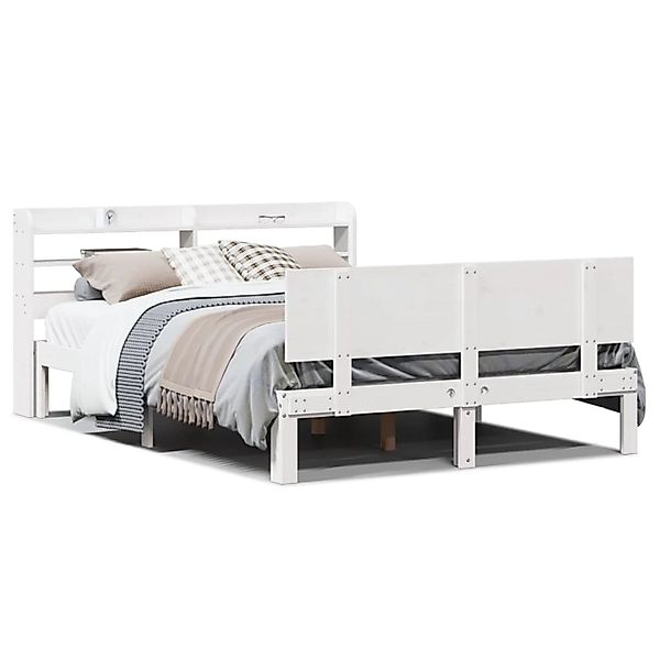 vidaXL Bettgestell mit Kopfteil ohne Matratze Weiß 150x200 cm 3306830 günstig online kaufen