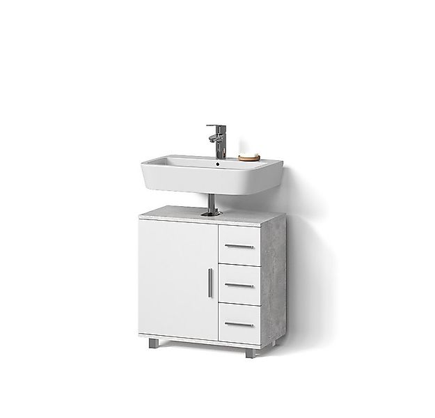 Livinity® Waschbeckenunterschrank Eisak, Beton, 60 x 60 cm günstig online kaufen