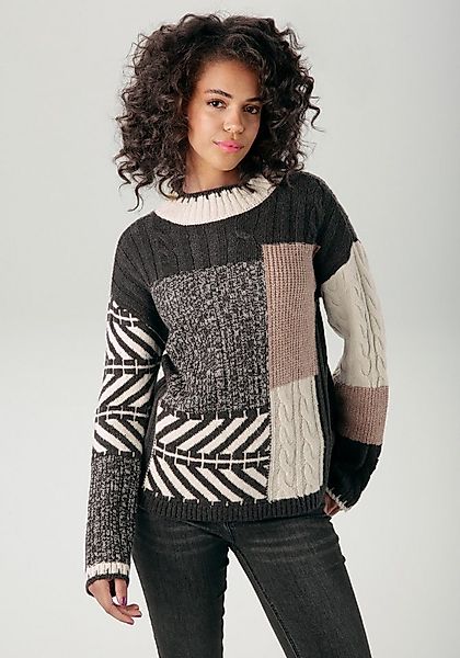 Aniston CASUAL Strickpullover im farbharmonischem Patch-Dessin günstig online kaufen