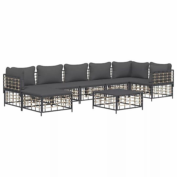 Vidaxl 8-tlg. Garten-lounge-set Mit Kissen Anthrazit Poly Rattan günstig online kaufen