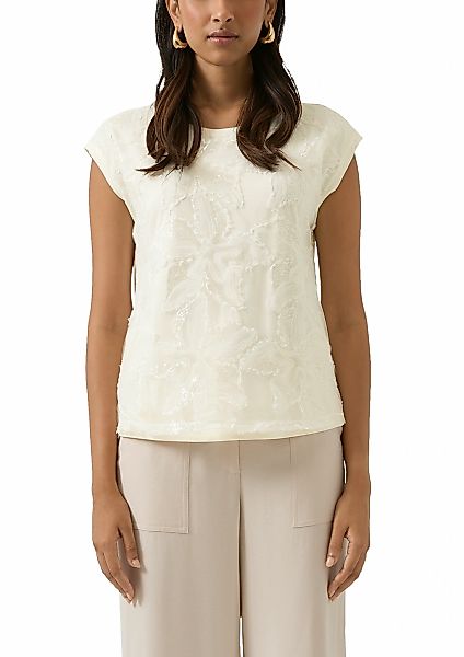 s.Oliver BLACK LABEL Paillettenshirt mit floralen Applikationen und Pailett günstig online kaufen