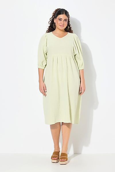 Ulla Popken Jerseykleid Musselin-Midikleid A-Linie V-Ausschnitt günstig online kaufen