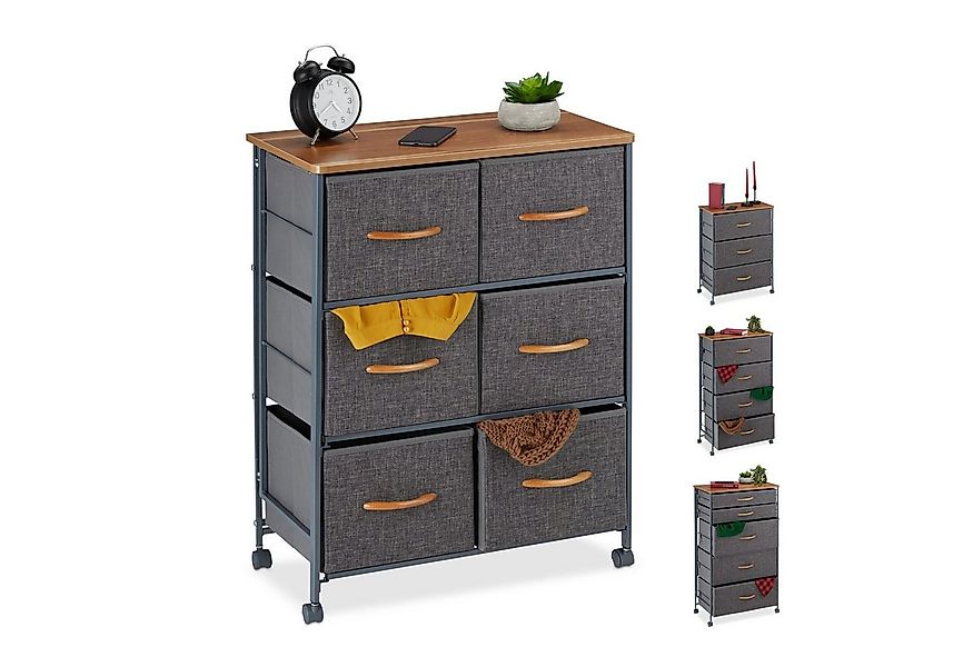 relaxdays Beistellschrank Schubladenschrank mit Rollen D günstig online kaufen