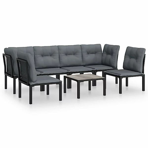 Vidaxl 7-tlg. Garten-lounge-set Schwarz Und Grau Poly Rattan günstig online kaufen