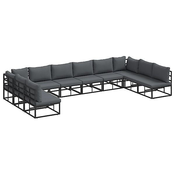 vidaXL Garten-Sofa-Set mit Kissen 10-Tlg Schwarz Aluminium 3378902 günstig online kaufen