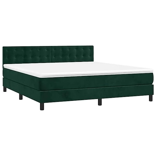 vidaXL Boxspringbett mit Matratze & LED Dunkelgrün 160x200 cm Samt 3134654 günstig online kaufen