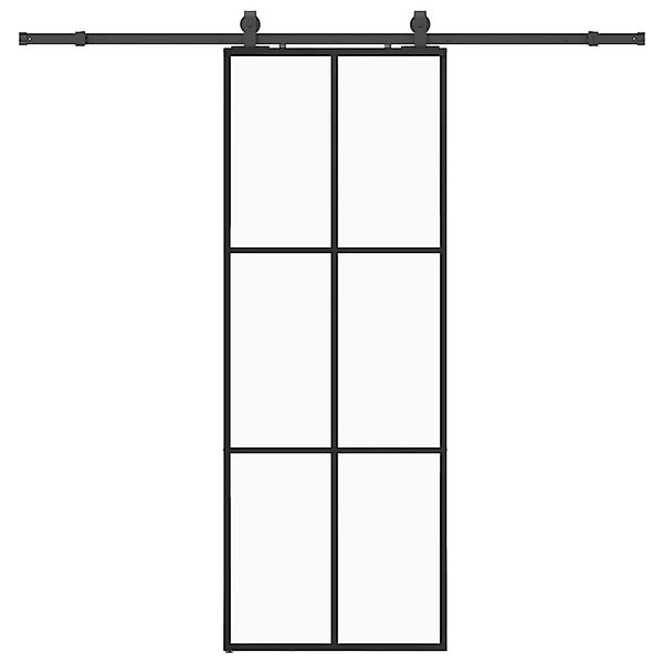 vidaXL Schiebetür mit Beschlag Schwarz 76x205 cm ESG-Glas 3375924 günstig online kaufen