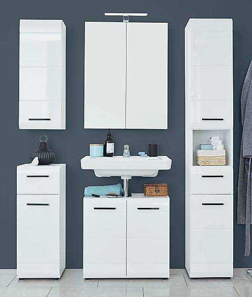 welltime Badmöbel-Set "Sovana", (Set, 5 St.), Badezimmermöbel mit Hochglanz günstig online kaufen