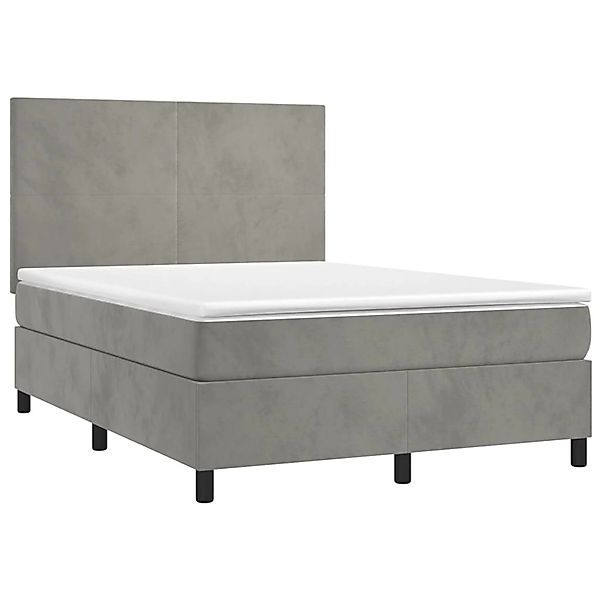 vidaXL Boxspringbett mit Matratze & LED Hellgrau 140x190 cm Samt 3135999 günstig online kaufen