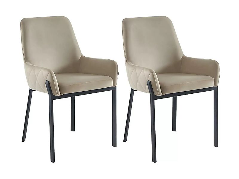 Stuhl mit Armlehnen 2er-Set - Samt & Metall - Beige - CAROLONA von Pascal M günstig online kaufen