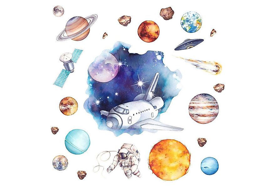 nikima Wandtattoo 239 Wandtattoo Weltraum Planeten - Größe 750 x 420 mm (PV günstig online kaufen