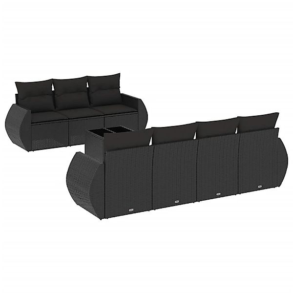 vidaXL 8-Tlg Garten-Sofagarnitur mit Kissen Schwarz Poly Rattan 3221124 günstig online kaufen