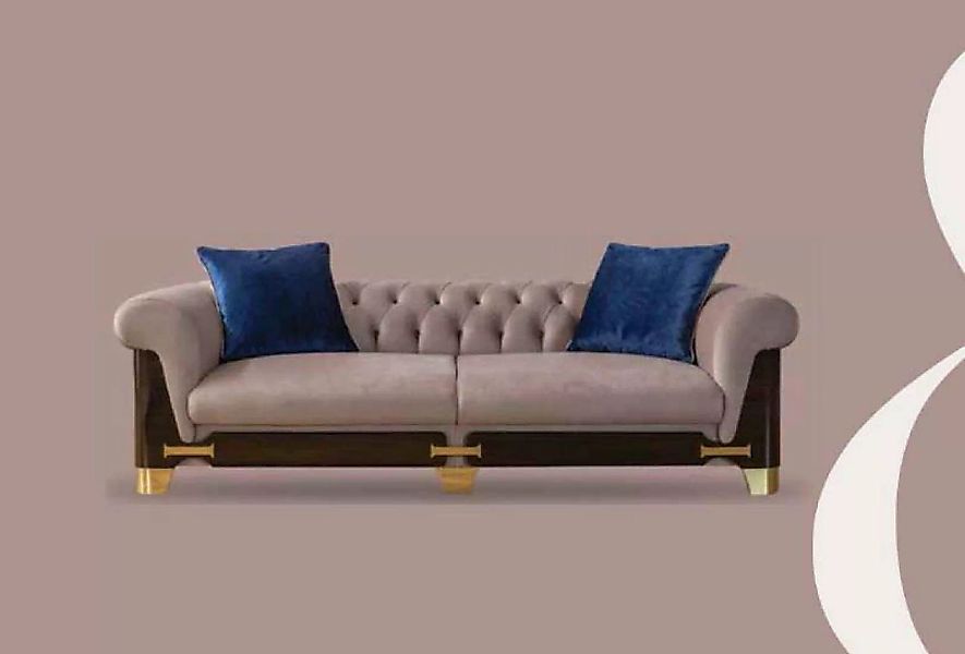 JVmoebel Chesterfield-Sofa Dreisitzer Chesterfield Sofa 3 Sitzer Sofas Grau günstig online kaufen