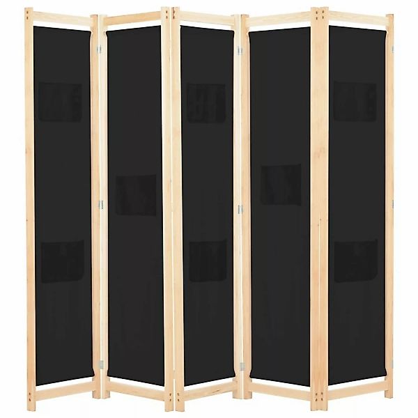 5-teiliger Raumteiler Schwarz 200 X 170 X 4 Cm Stoff günstig online kaufen