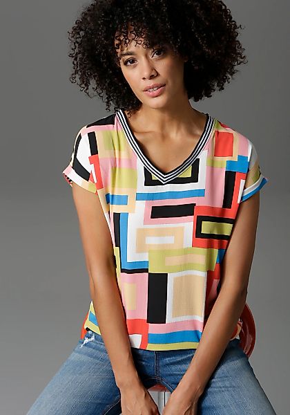 Aniston CASUAL T-Shirt im Material- und Mustermix günstig online kaufen