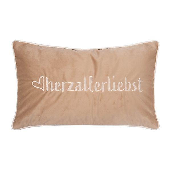 PAD Dekokissen Letters Herzallerliebst White-Beige, Schriftzug günstig online kaufen