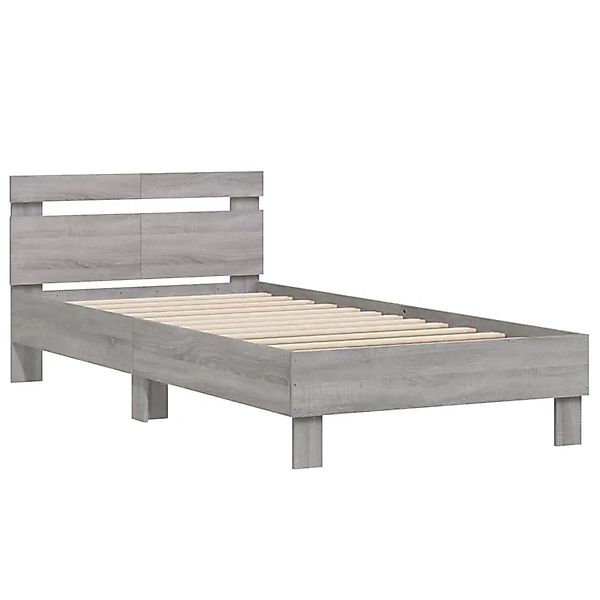 vidaXL Bettgestell mit Kopfteil Grau Sonoma 100x200 cm Holzwerkstoff 838531 günstig online kaufen
