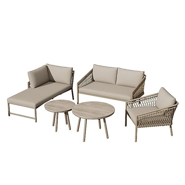 Garten Lounge Set, Modernes Outdoor Sofa Set mit Handgewebtem Seil, Inklusi günstig online kaufen