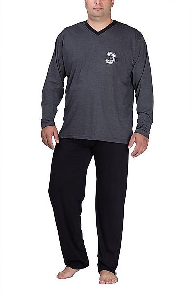 Moonline Pyjama Schlafanzug Herren lang in Übergröße (XXL-5XL) aus Baumwoll günstig online kaufen
