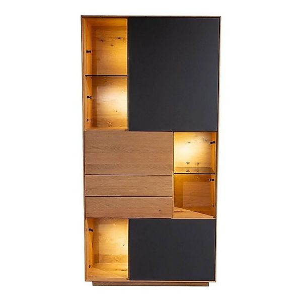 Anrei Standvitrine Vitrine SY 772 Puro Syle Asteiche Massiv Gebürstet Natur günstig online kaufen
