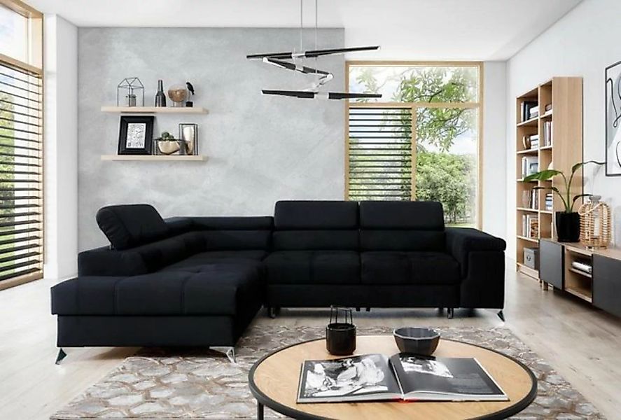 JVmoebel Ecksofa Designer Schwarzes Ecksofa Luxus Polstermöbel Couch Neu, M günstig online kaufen