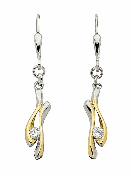 Adelia´s Paar Ohrhänger "1 Paar 333 Bicolor Ohrringe / Ohrhänger mit Zirkon günstig online kaufen