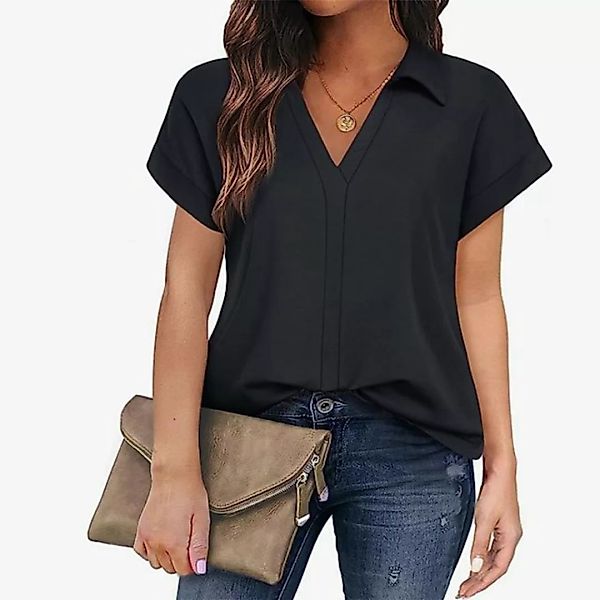 ZWY Hemdbluse Bluse Damen Elegant Business Tunika Shirt Blusen mit Reverskr günstig online kaufen