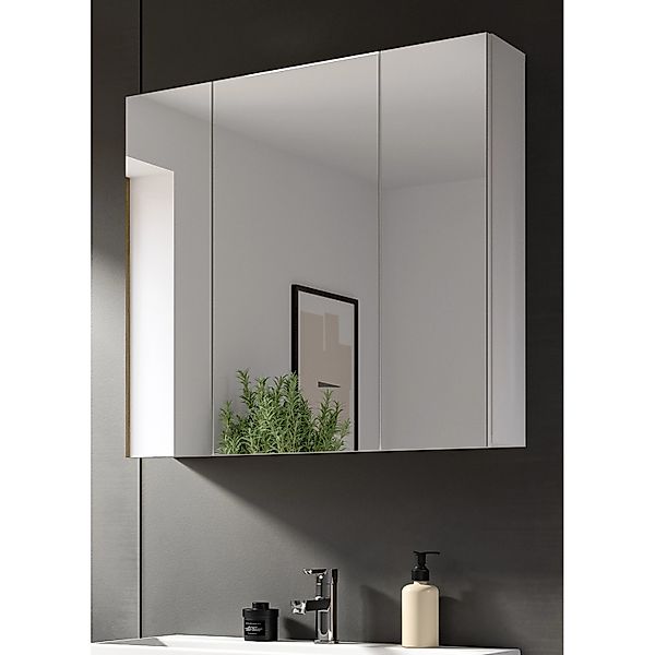 Inn.Furn Spiegelschrank Weiß 80 x 77 cm 3-türig Larik günstig online kaufen