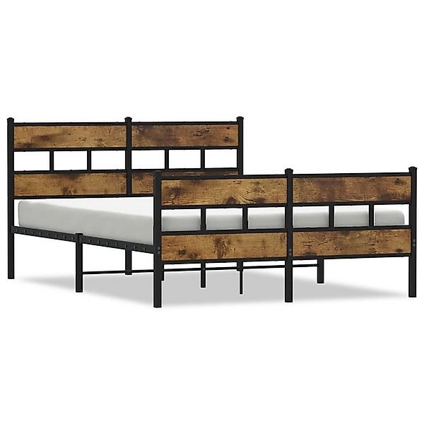 vidaXL Bett, Metallbett ohne Matratze Räuchereiche 160x200 cm günstig online kaufen