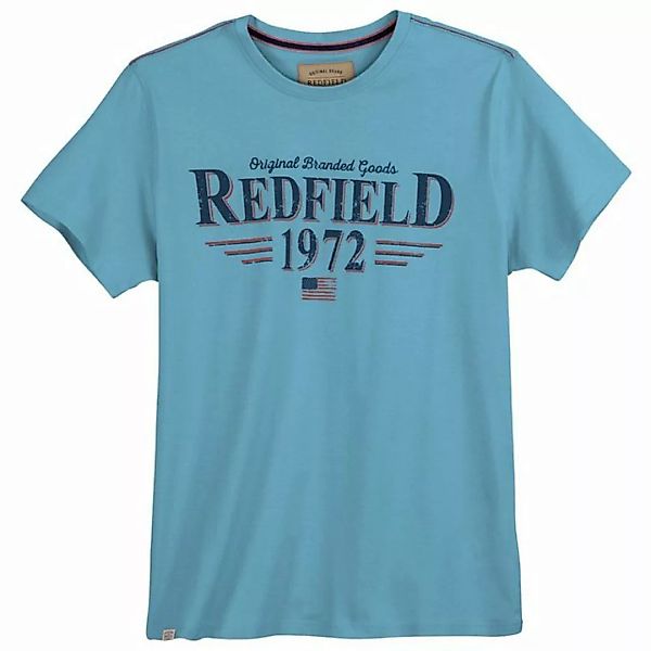 redfield Rundhalsshirt Große Größen Herren T-Shirt hellblau cooler Logo-Pri günstig online kaufen