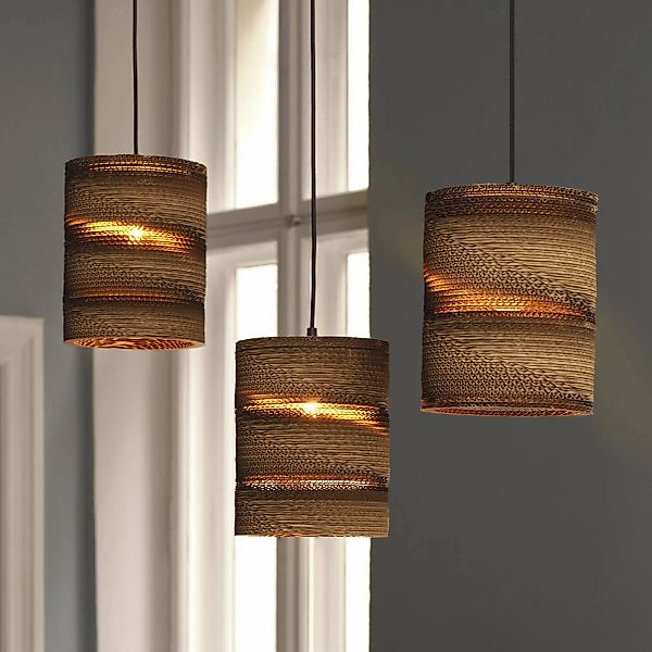OSRAM Hängelampe CYLINDER, 3-flg., braun, Ø 20 cm, Wellpappe günstig online kaufen
